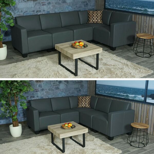 Bild 1 von Modular Sofa-System Couch-Garnitur Moncalieri 5, Kunstleder ~ dunkelgrau