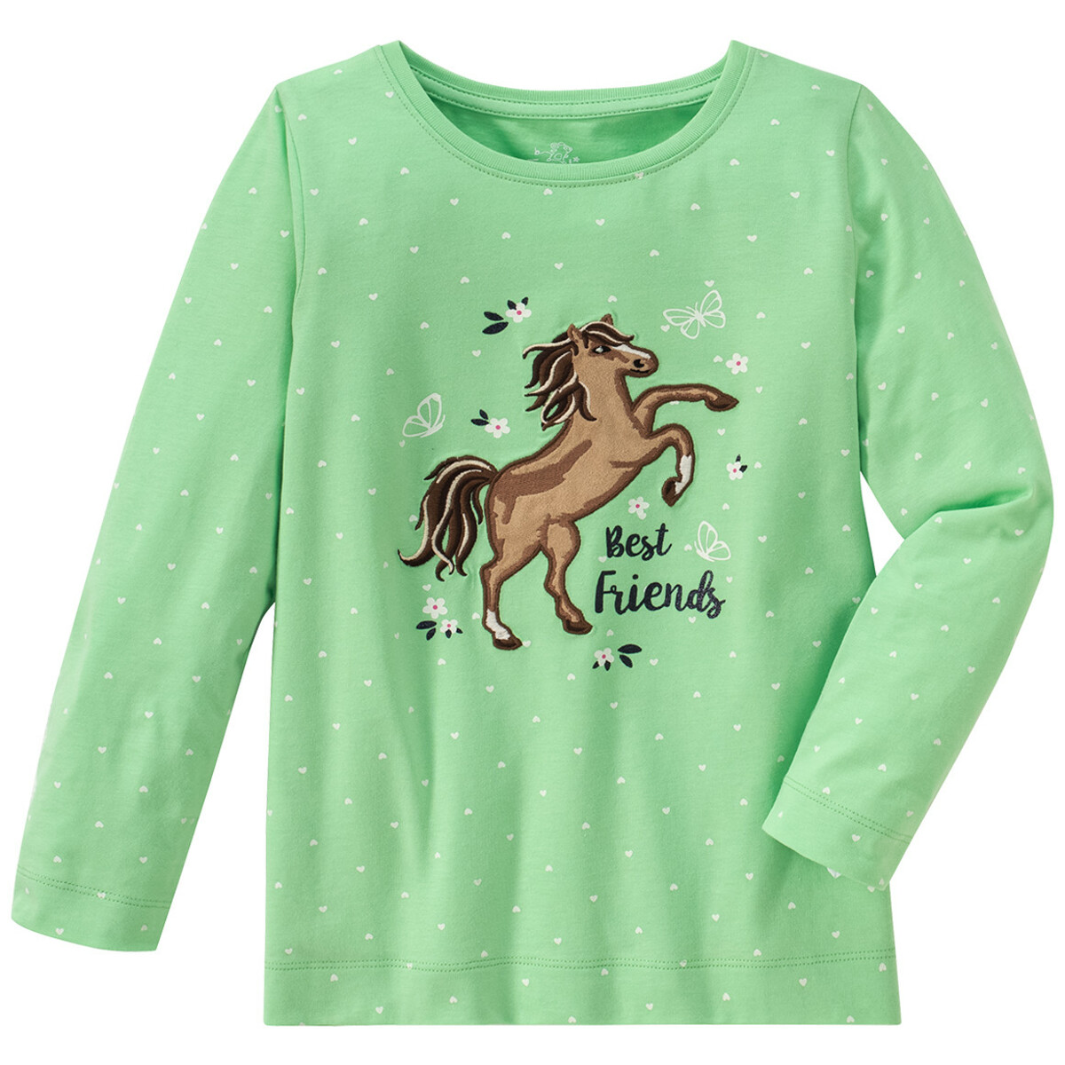 Bild 1 von Mädchen Langarmshirt mit Pferde-Applikation HELLGRÜN