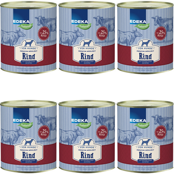 Bild 1 von EDEKA Naturals für Hunde Rind 6x800G