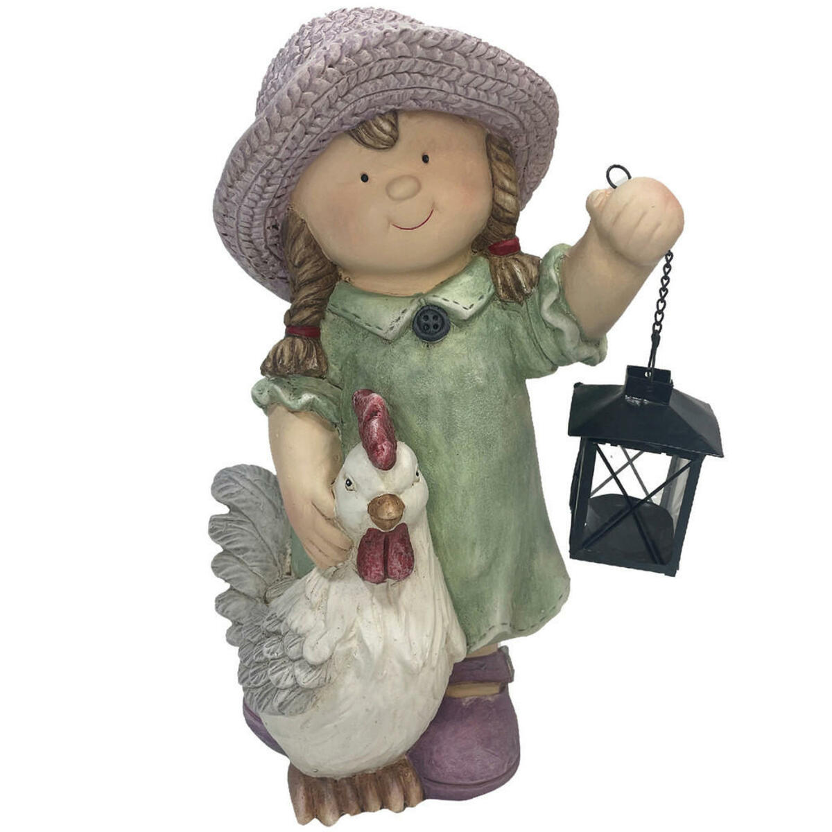 Bild 1 von Dekofigur, Grün, Lila, Weiß, Metall, Stein, Uni, Kind, 22x40.5x19 cm, zum Stellen, handgemacht, handgemalt, Dekoration, Skulpturen & Dekoobjekte, Skulpturen