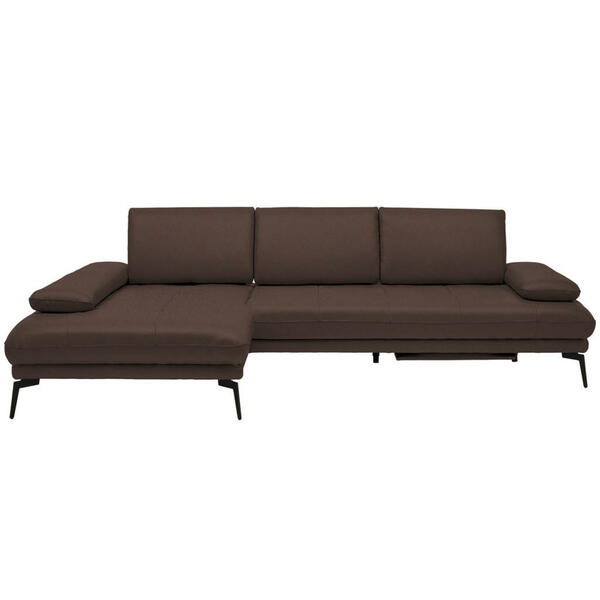 Bild 1 von Celina Home Ecksofa, Braun, Leder, Echtleder, Rindleder, 3-Sitzer, Ottomane links, L-Form, 273x187 cm, Made in EU, Fußauswahl, Lederauswahl, Stoffauswahl, seitenverkehrt erhältlich, Hocker Rücken