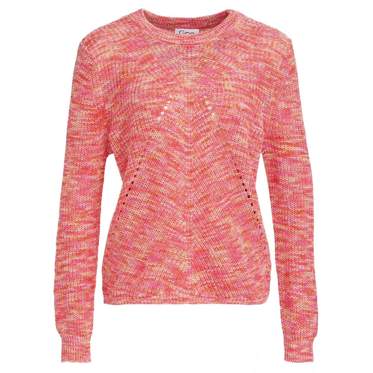 Bild 1 von Damen Strickpullover mit Lochmuster PINK / ORANGE / HELLGELB