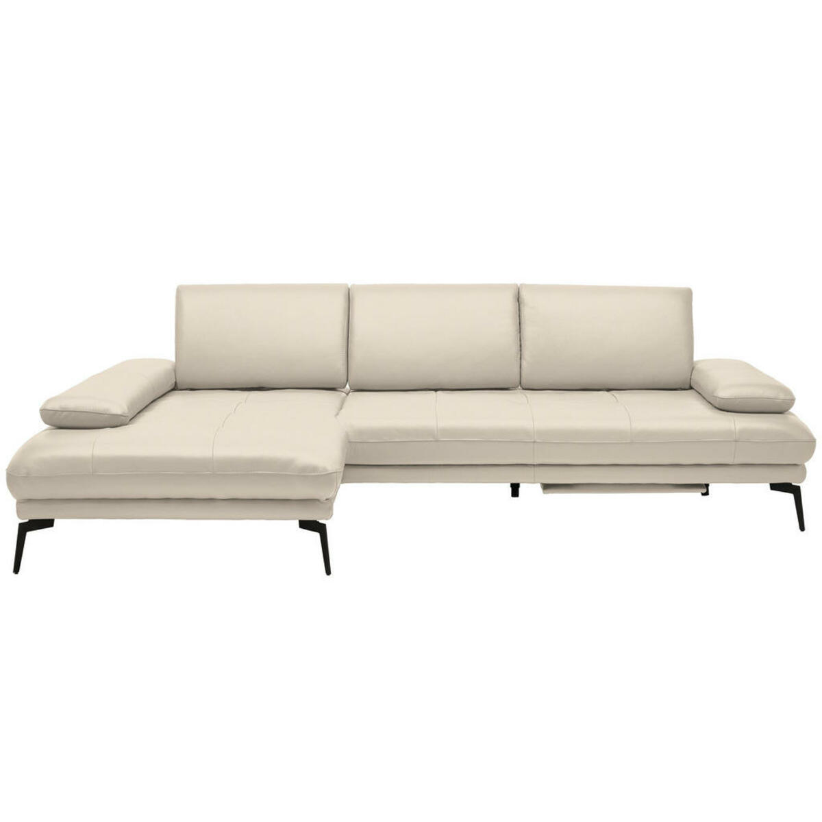 Bild 1 von Celina Home Ecksofa, Beige, Leder, Echtleder, Rindleder, 3-Sitzer, Ottomane links, L-Form, 273x187 cm, Made in EU, Fußauswahl, Lederauswahl, Stoffauswahl, seitenverkehrt erhältlich, Hocker Rücken