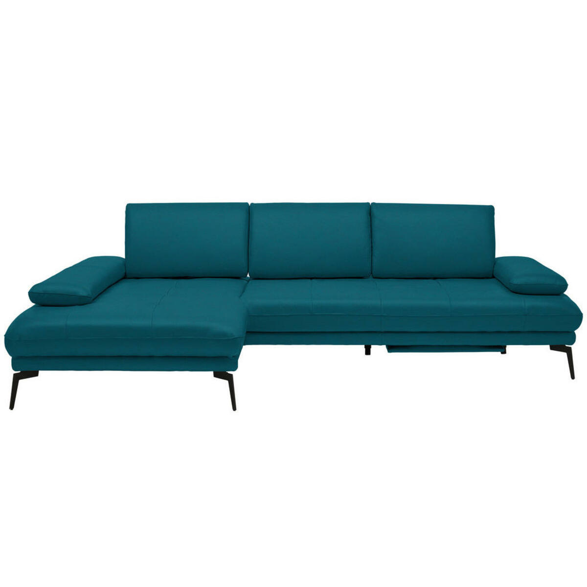 Bild 1 von Celina Home Ecksofa, Petrol, Leder, Echtleder, Rindleder, 3-Sitzer, Ottomane links, L-Form, 273x187 cm, Made in EU, Fußauswahl, Lederauswahl, Stoffauswahl, seitenverkehrt erhältlich, Hocker Rücken