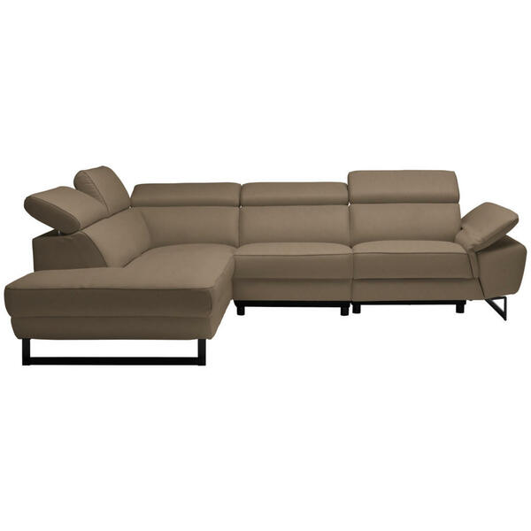 Bild 1 von Celina Home Ecksofa, Hellbraun, Leder, Echtleder, Rindleder, 5-Sitzer, Ottomane links, L-Form, 281x225 cm, Made in EU, Lederauswahl, Stoffauswahl, seitenverkehrt erhältlich, Hocker Rücken echt, Woh