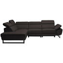 Bild 1 von Celina Home Ecksofa, Dunkelbraun, Leder, Echtleder, Rindleder, 5-Sitzer, Ottomane links, L-Form, 281x225 cm, Made in EU, Lederauswahl, Stoffauswahl, seitenverkehrt erhältlich, Hocker Rücken echt, W