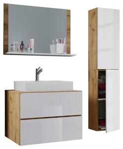 Badezimmer ''Lendas'', in Honigeiche/Weiß, 4-teilig, Weiß, Honigeiche