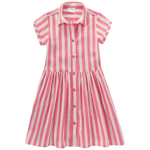 Mädchen Blusenkleid mit Streifen PINK / WEISS