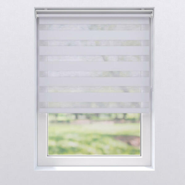 Bild 1 von Doppelrollo, Weiß, Textil, Struktur, 60x150 cm, Länge universell einstellbar, Wohntextilien, Gardinen & Vorhänge, Rollos & Jalousien