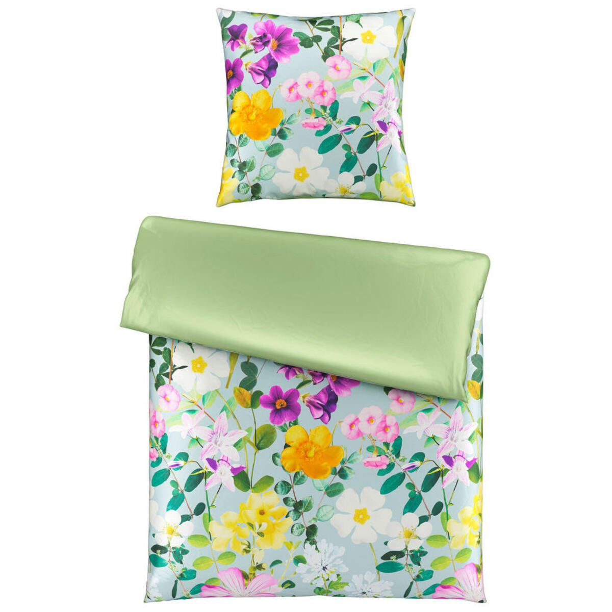 Bild 1 von Bio:Vio Wendebettwäsche Naarden, Mehrfarbig, Textil, Blume, 135x200 cm, pflegeleicht, schadstoffgeprüft, Schlaftextilien, Bettwäsche, Bettwäsche, Wendebettwäsche