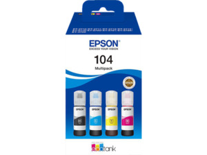 EPSON EcoTank 104 4er-Pack Nachfülltinte, Schwarz/Gelb/Cyan/Magenta