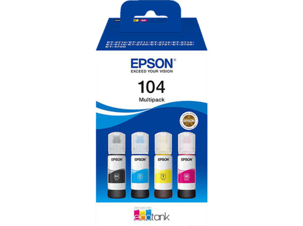 Bild 1 von EPSON EcoTank 104 4er-Pack Nachfülltinte, Schwarz/Gelb/Cyan/Magenta