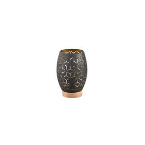 Tischleuchte Bidar, Schwarz, Gold, Holz, Metall, 21.5 cm, Lampen & Leuchten, Leuchtenserien