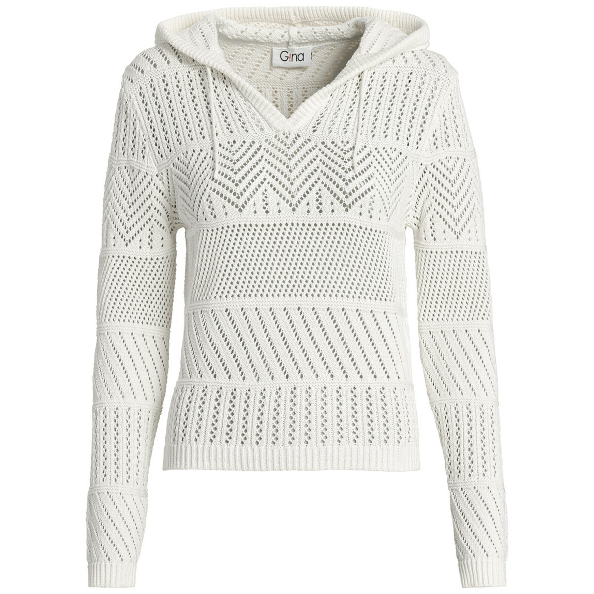 Bild 1 von Damen Strickpullover mit Kapuze WEISS