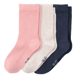 3 Paar Baby Socken im Farb-Mix DUNKELBLAU / ROSA / CREME
