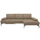 Bild 1 von Celina Home Ecksofa, Mokka, Leder, Echtleder, Rindleder, 3-Sitzer, Ottomane rechts, L-Form, 273x187 cm, Made in EU, Fußauswahl, Lederauswahl, Stoffauswahl, seitenverkehrt erhältlich, Hocker Rücken