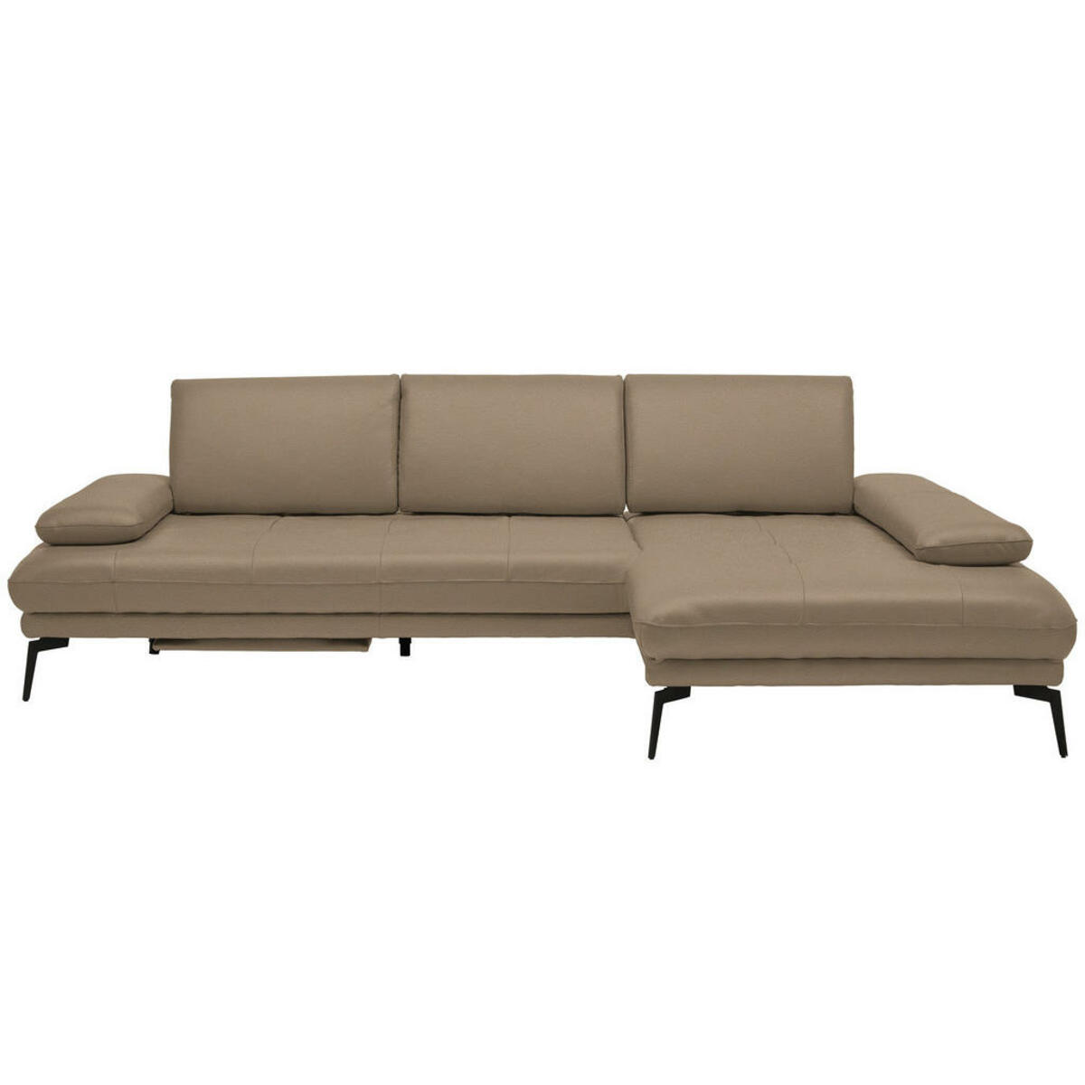 Bild 1 von Celina Home Ecksofa, Mokka, Leder, Echtleder, Rindleder, 3-Sitzer, Ottomane rechts, L-Form, 273x187 cm, Made in EU, Fußauswahl, Lederauswahl, Stoffauswahl, seitenverkehrt erhältlich, Hocker Rücken