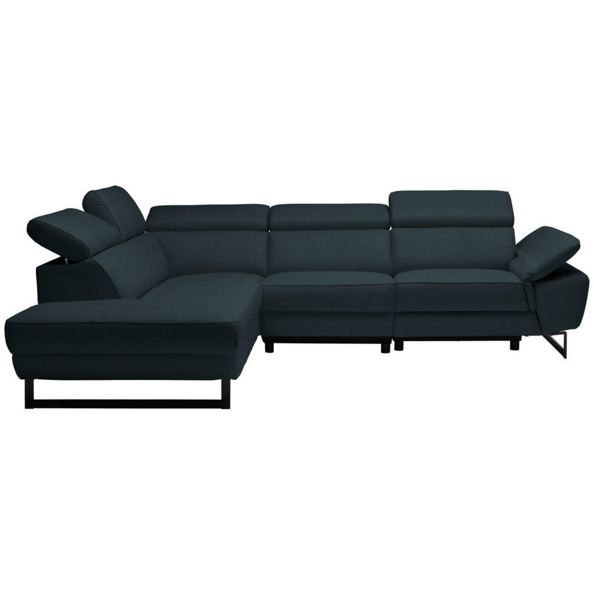 Bild 1 von Celina Home Ecksofa, Dunkelblau, Leder, Echtleder, Rindleder, 5-Sitzer, Ottomane links, L-Form, 281x225 cm, Made in EU, Lederauswahl, Stoffauswahl, seitenverkehrt erhältlich, Hocker Rücken echt, Wo