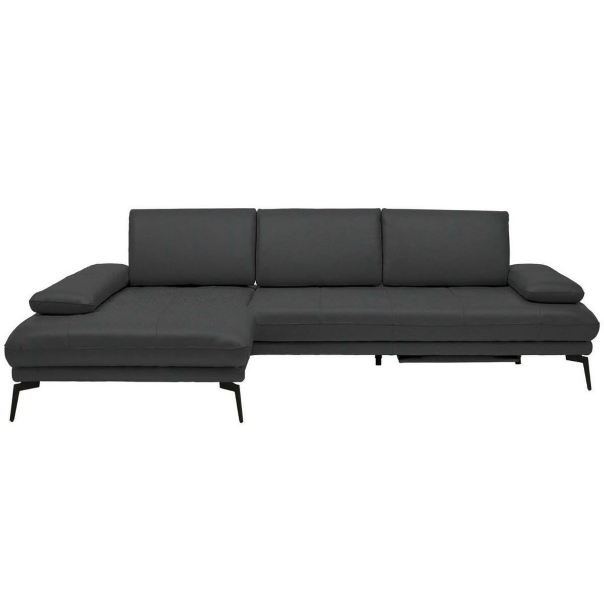 Bild 1 von Celina Home Ecksofa, Anthrazit, Leder, Echtleder, Rindleder, 3-Sitzer, Ottomane links, L-Form, 273x187 cm, Made in EU, Fußauswahl, Lederauswahl, Stoffauswahl, seitenverkehrt erhältlich, Hocker Rüc