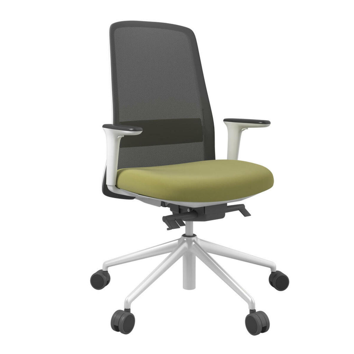 Bild 1 von Drehstuhl, Grün, Schwarz, Weiß, Metall, Kunststoff, Textil, Drehkreuz, 70x103-115x70 cm, Stoffauswahl, Sitzfläche 360° drehbar, Arbeitszimmer, Bürostühle, Drehstühle