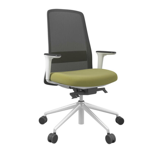 Bild 1 von Drehstuhl, Grün, Schwarz, Weiß, Metall, Kunststoff, Textil, Drehkreuz, 70x103-115x70 cm, Stoffauswahl, Sitzfläche 360° drehbar, Arbeitszimmer, Bürostühle, Drehstühle