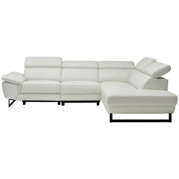 Bild 1 von Celina Home Ecksofa, Weiß, Leder, Echtleder, Rindleder, 5-Sitzer, Ottomane rechts, L-Form, 281x225 cm, Made in EU, Lederauswahl, Stoffauswahl, seitenverkehrt erhältlich, Hocker Rücken echt, Wohnzi