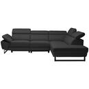 Bild 1 von Celina Home Ecksofa, Anthrazit, Leder, Echtleder, Rindleder, 5-Sitzer, Ottomane rechts, L-Form, 281x225 cm, Made in EU, Lederauswahl, Stoffauswahl, seitenverkehrt erhältlich, Hocker Rücken echt, Wo