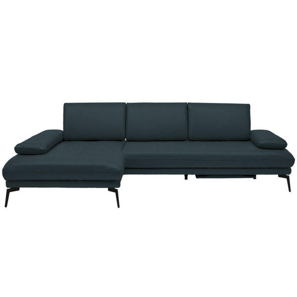 Bild 1 von Celina Home Ecksofa, Dunkelblau, Leder, Echtleder, Rindleder, 3-Sitzer, Ottomane links, L-Form, 273x187 cm, Made in EU, Fußauswahl, Lederauswahl, Stoffauswahl, seitenverkehrt erhältlich, Hocker Rü