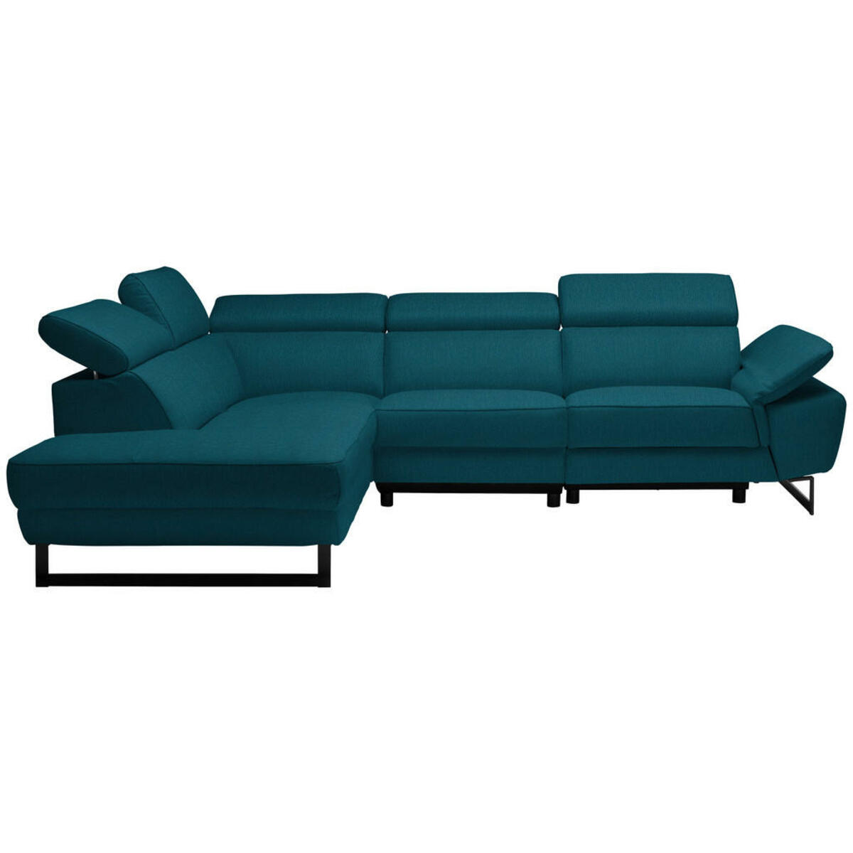 Bild 1 von Celina Home Ecksofa, Petrol, Leder, Echtleder, Rindleder, 5-Sitzer, Ottomane links, L-Form, 281x225 cm, Made in EU, Lederauswahl, Stoffauswahl, seitenverkehrt erhältlich, Hocker Rücken echt, Wohnzi