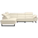 Bild 1 von Celina Home Ecksofa, Beige, Leder, Echtleder, Rindleder, 5-Sitzer, Ottomane links, L-Form, 281x225 cm, Made in EU, Lederauswahl, Stoffauswahl, seitenverkehrt erhältlich, Hocker Rücken echt, Wohnzim