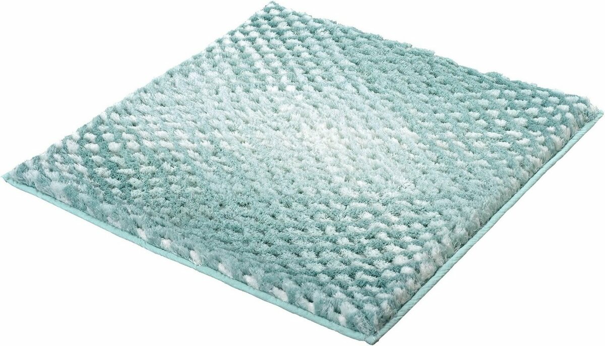 Bild 1 von Badematte Cory Kleine Wolke, Höhe 24 mm, rutschhemmend beschichtet, fußbodenheizungsgeeignet, Polyester, quadratisch, Badteppich, modischer Farbverlauf, Hoch-Tief Effekt, waschbar, Grün