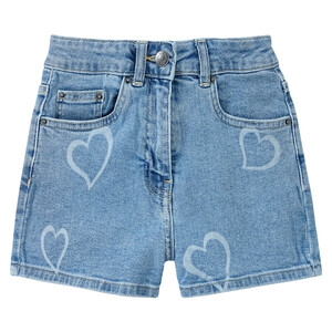 Mädchen Jeans-Shorts mit Herzen HELLBLAU