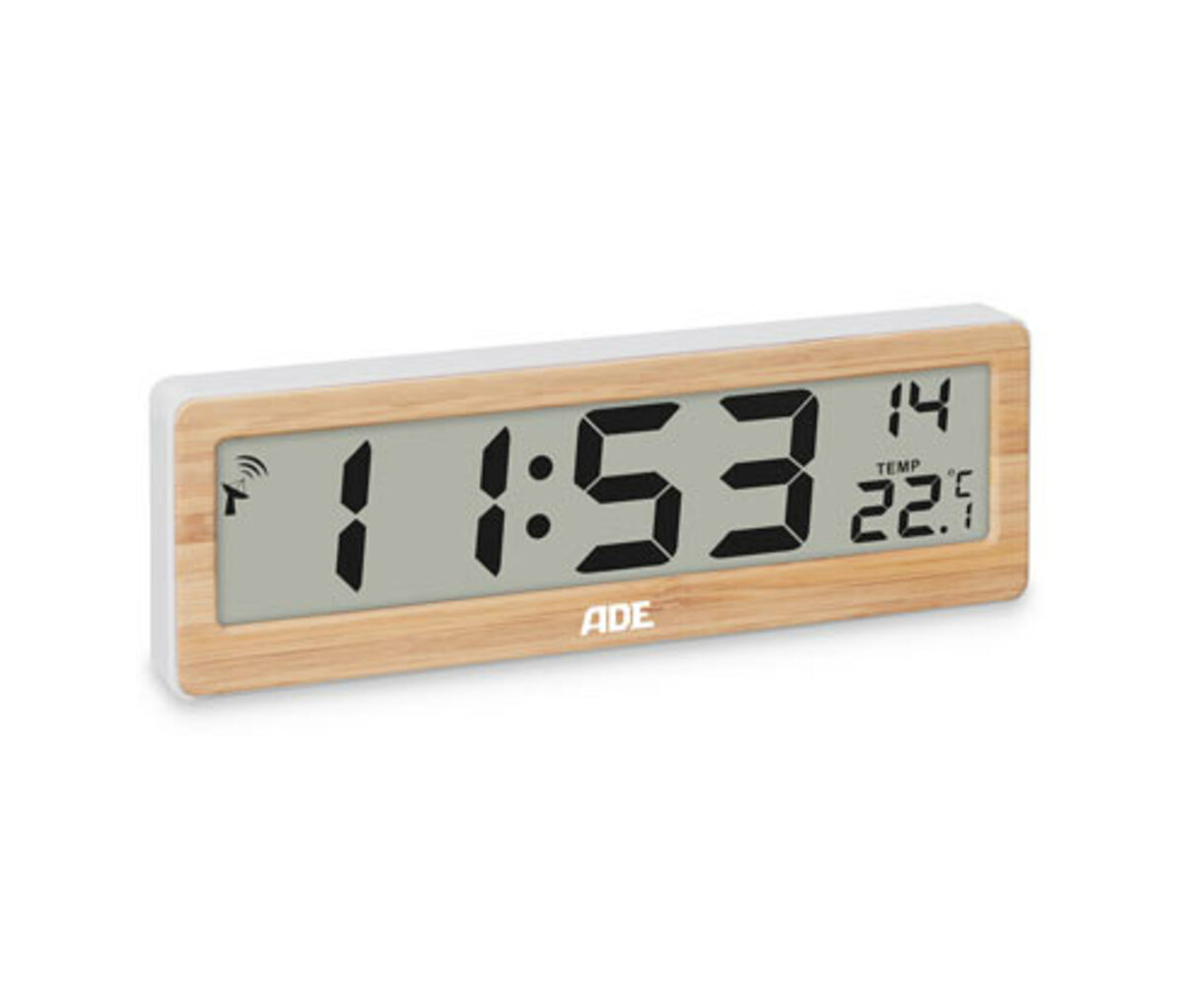 Bild 1 von Digitale Funk-Wanduhr mit Temperaturanzeige mit Bambusholz