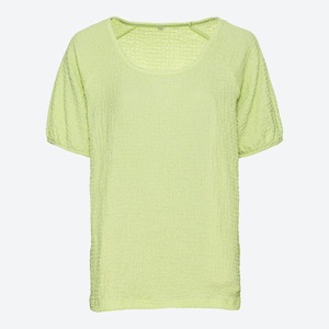 Damen-T-Shirt mit Crinkle-Struktur, Light-green