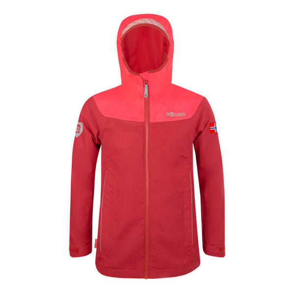 Bild 1 von TROLLKIDS Trollkids Regenjacke Kinder wasserdicht Wandern Gr. 128-164 - Bergen rot/rosa