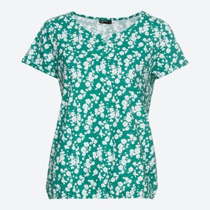 Damen-T-Shirt mit Blümchen-Muster, Green