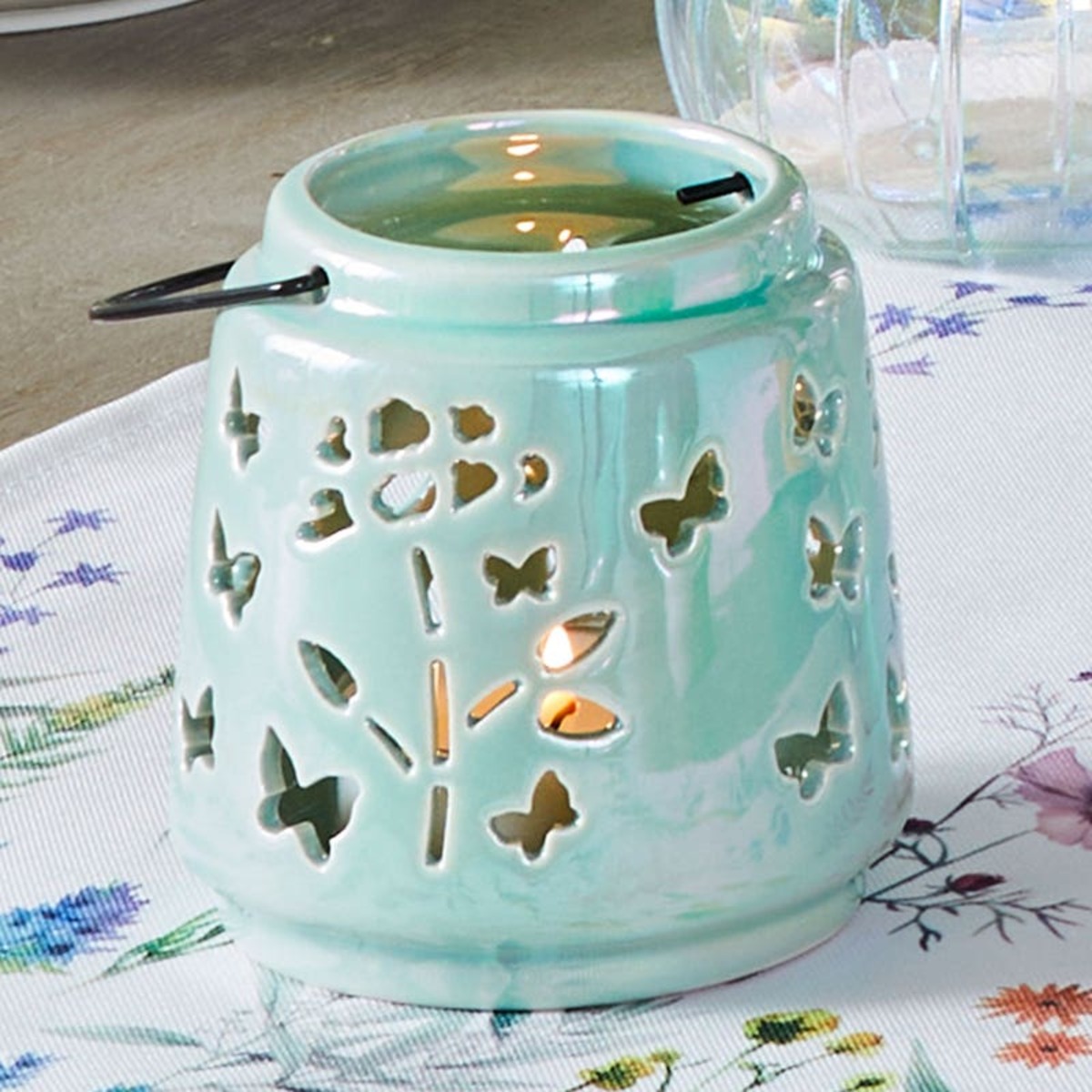 Bild 1 von Windlicht in Perlmutt-Optik, ca. 10x10x10cm, Light-green