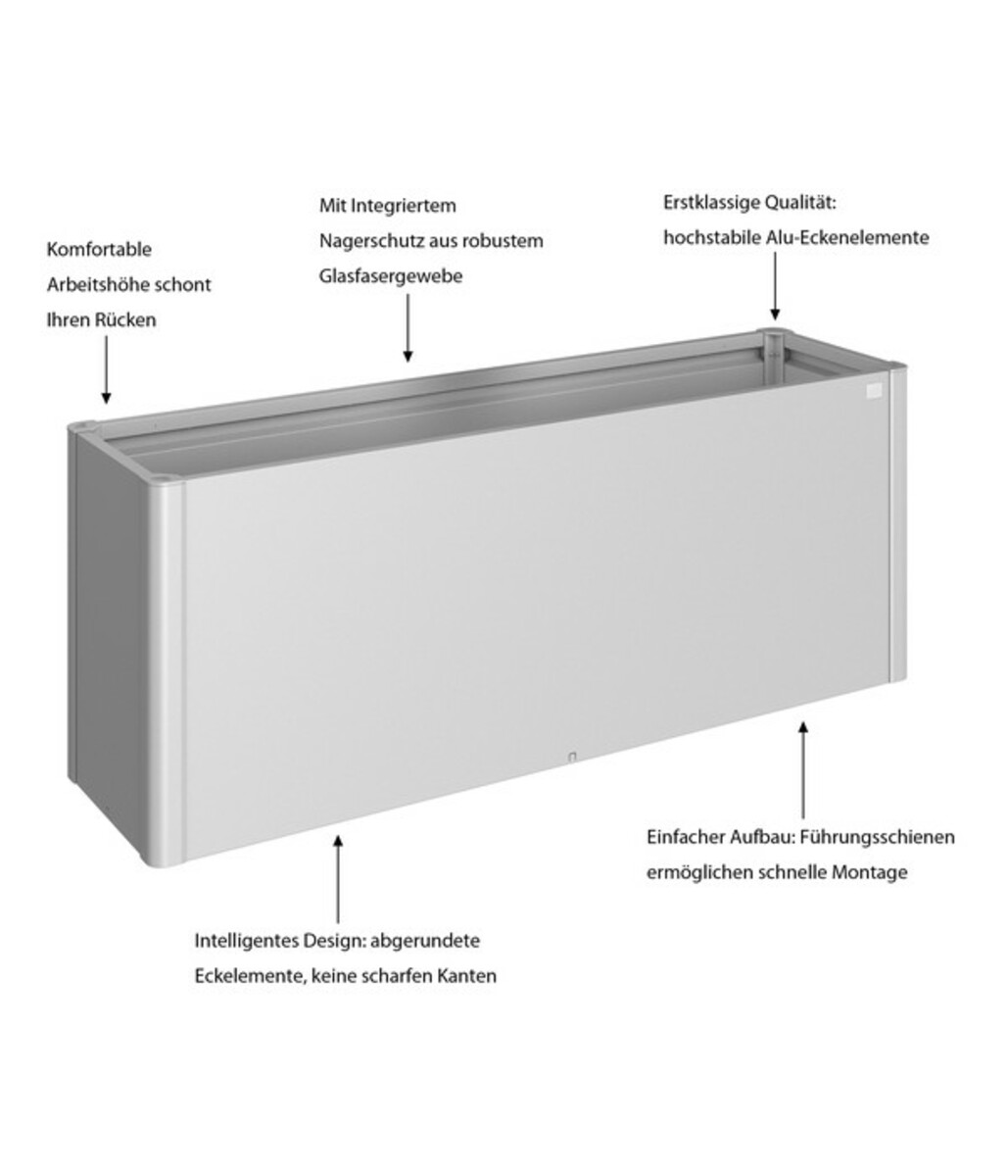 Bild 2 von Biohort Metall HochBeet 2x0,5, silber-metallic, ca. B201/H77/T53 cm