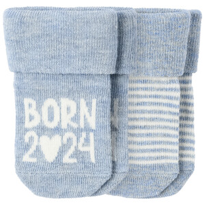 2 Paar Newborn Socken im Set HELLBLAU / WEISS