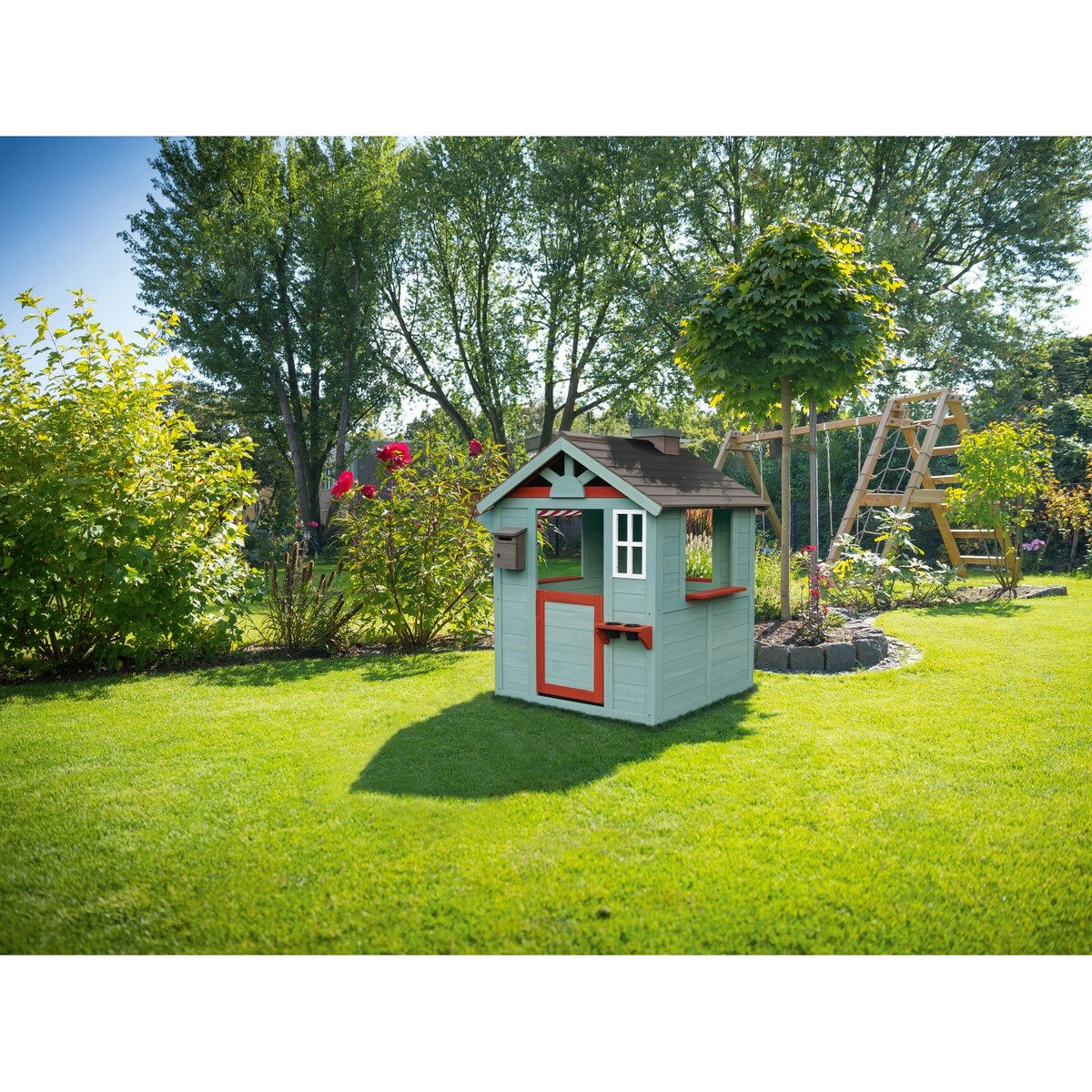 Bild 4 von Spielhaus Tanne 109 cm x 112 cm x 137 cm Grau-Rot-Weiß