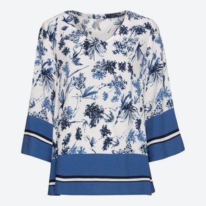 Damen-Bluse mit Blumendesign, Blue