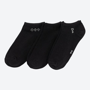 Damen-Sneaker-Socken mit Glitzer-Steinchen, 3er-Pack, Black