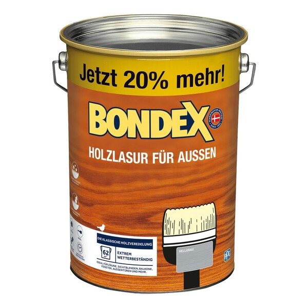 Bild 1 von Bondex Holzlasur für Ausßen Hellblaugrau seidenglänzend 4,8 l