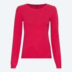 Damen-Pullover mit Zierknöpfen, Dark-pink