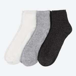 Damen-Kurzschaft-Socken, 3er-Pack, White