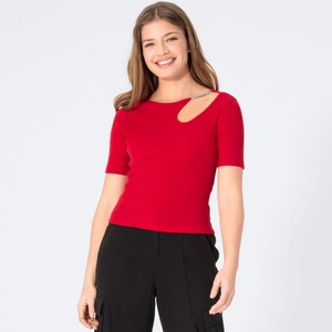 Damen-T-Shirt mit Zierkette, Red