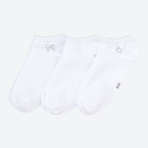 Damen-Sneaker-Socken mit Glitzer-Steinchen, 3er-Pack, White