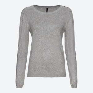 Damen-Pullover mit Zierknöpfen, Light-gray