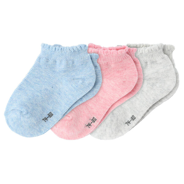 Bild 1 von 3 Paar Baby Sneaker-Socken in Unifarben ROSA / HELLGRAU / HELLBLAU