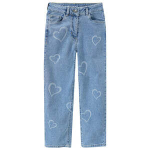 Mädchen Jeans mit Herz-Print BLAU